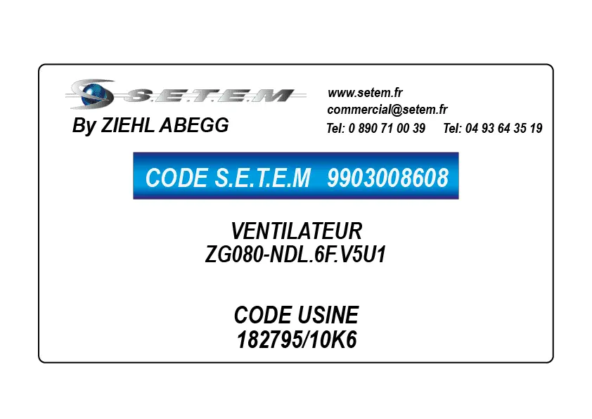 9903008609-VENTILATEUR ZIEHL ABEGG ZN050-ZIL.DC.V7P2 *182809*