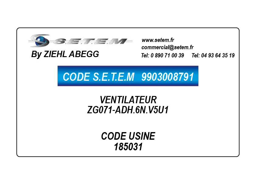 9903008792-VENTILATEUR ZIEHL ABEGG ZG071-ADL.6N.V5U1 *185032*
