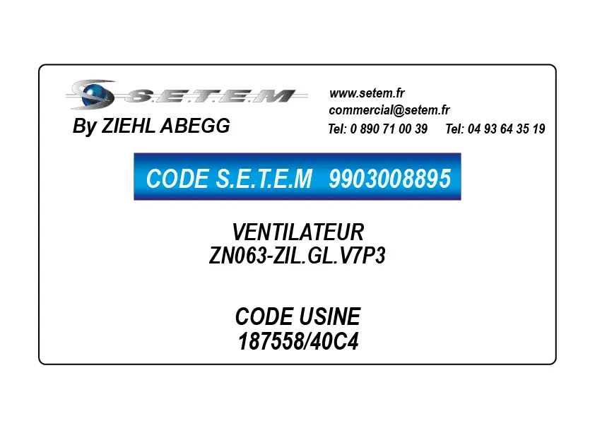 9903008896-VENTILATEUR ZIEHL ABEGG ZN063-ZIL.GL.V7P3 *187558/40C6*