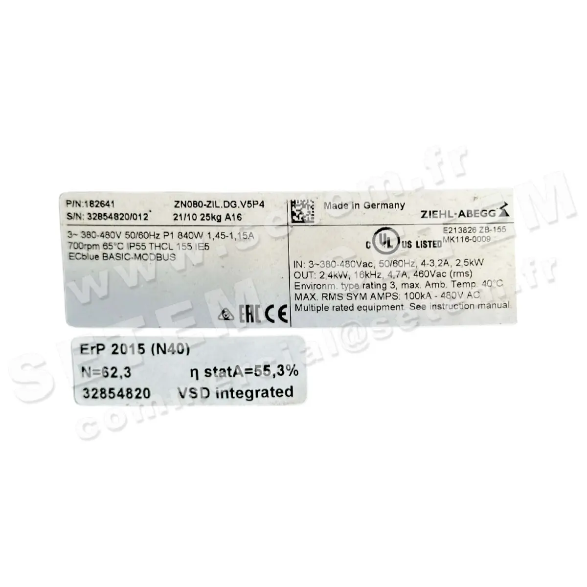 9903009021-VENTILATEUR ZHIEL ABEGG ZN080-ZIL.DG.V5P4 *182641*