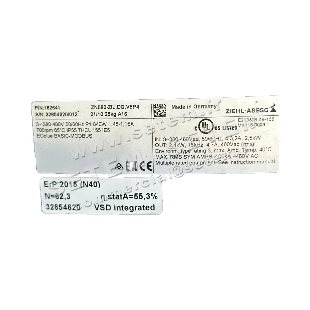 9903009021-VENTILATEUR ZHIEL ABEGG ZN080-ZIL.DG.V5P4 *182641* 2