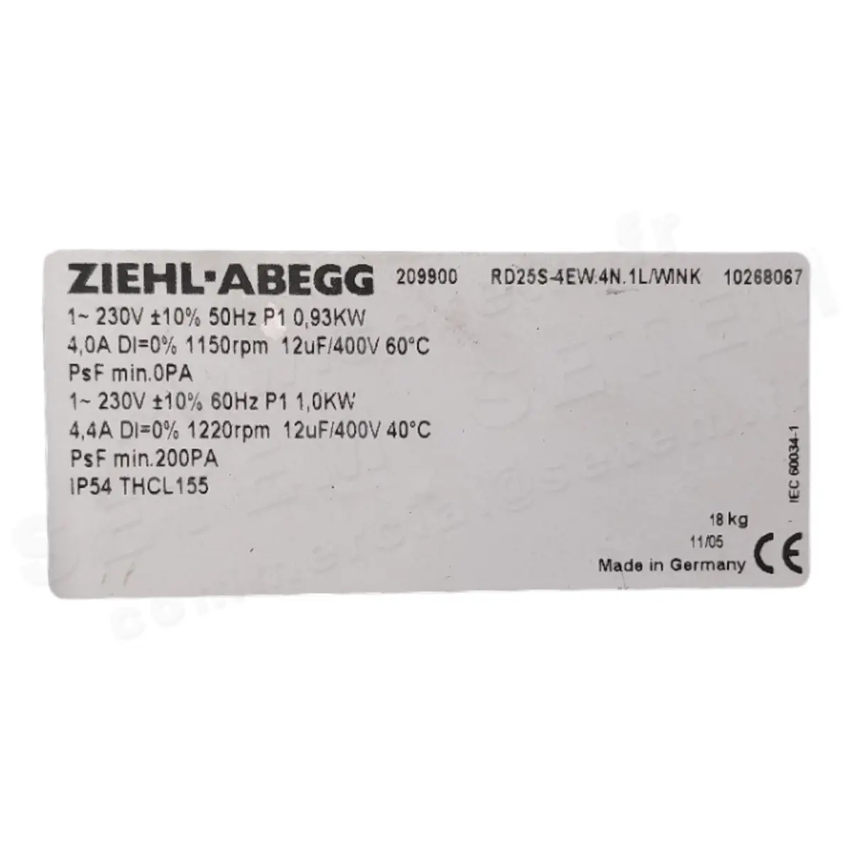 9903009053-VENTILATEUR ZIEHL ABEGG RD25S-4EW.4N.1L/WINK *209900*