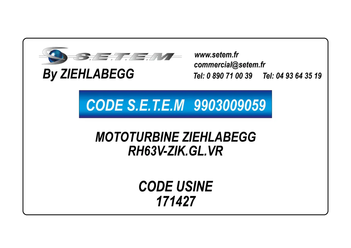 9903009059-MOTOTURBINE ZIEHLABEGG RH63V-ZIK.GL.VR *171427*