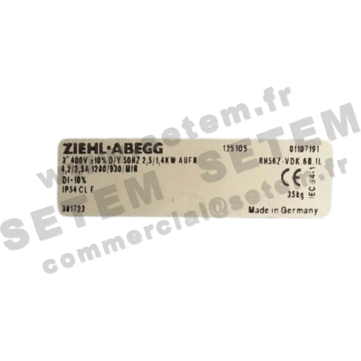 9903009210-MOTOTURBINE ZIEHL ABEGG RH56Z.VDK.6N.1L "381723" *125105*