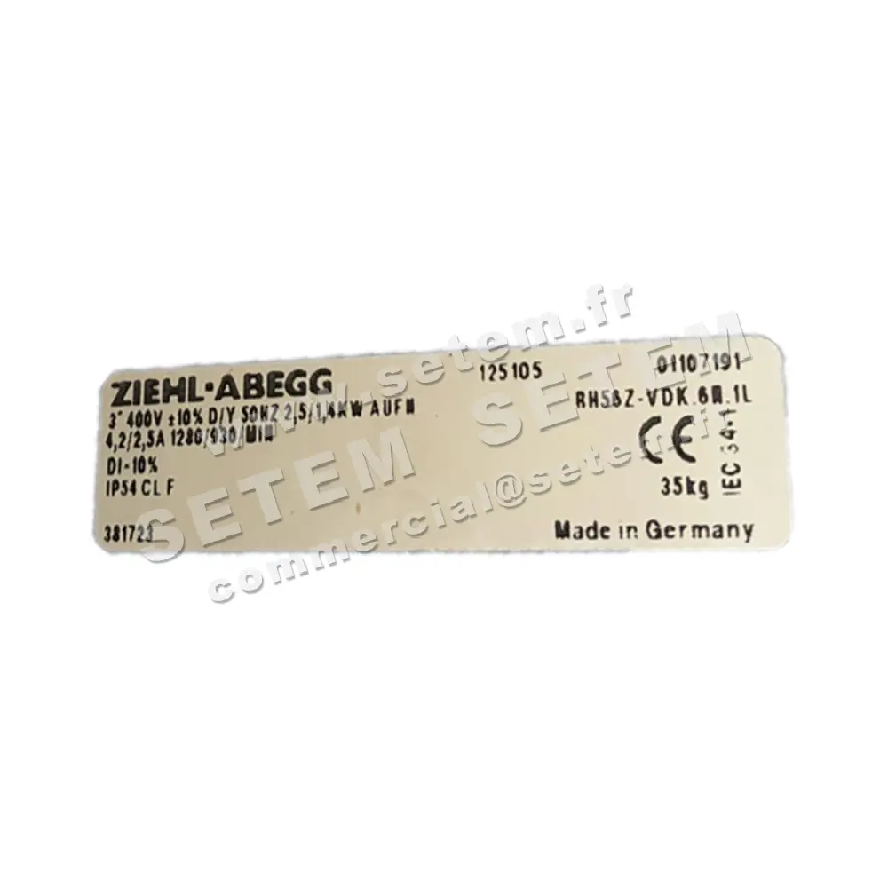 9903009210-MOTOTURBINE ZIEHL ABEGG RH56Z.VDK.6N.1L "381723" *125105* 2