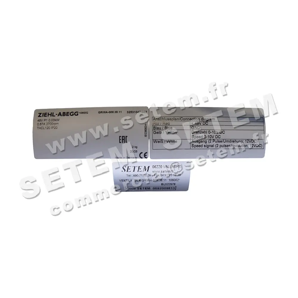 9903009813-VENTILATEUR ZIEHLABEGG QR06A.GIM.38.11 ZWW72C.1.J08 *106002* 2