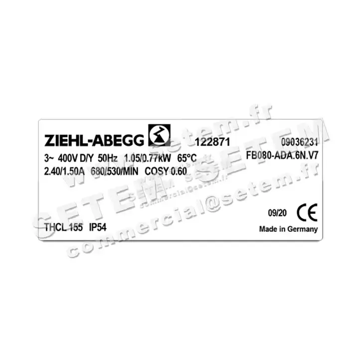 9903009971-VENTILATEUR ZIEHLABEGG FE080.ADA.6N.V7 *122871* 2